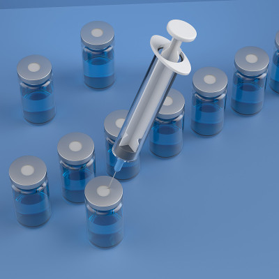 3d渲染药物注射器概念图