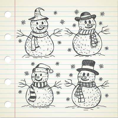 一组雪人涂鸦