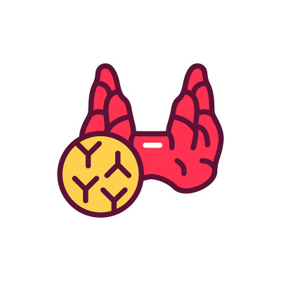 Autoimmune thyroiditis doctor color line icon. Iso