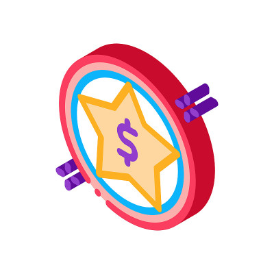 美元星奖金等角图标矢量插图