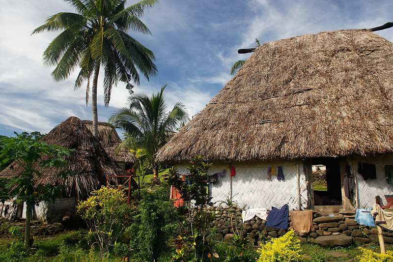 斐济Viti Levu Navala村的传统房屋