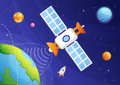 全球5G互联网网络卫星通信平面背景图