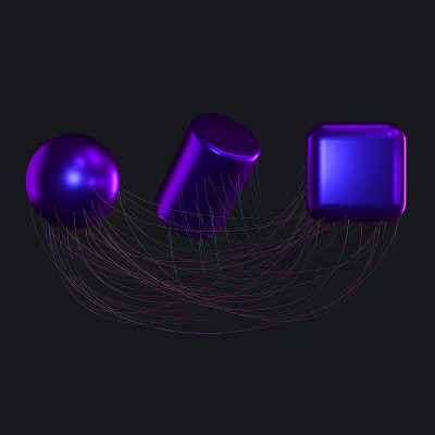 连接线与创造性的几何图形，3d渲染。