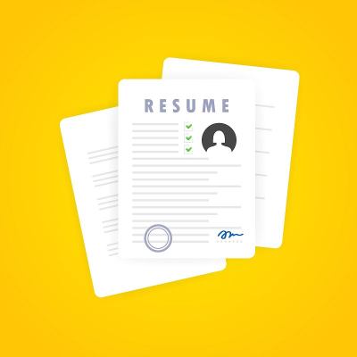 Resume图标集。寻找一份工作。选择员工。寻找专业人员。分析人员的简历。简历的形式。就业的概念。矢