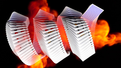 3 d渲染。扑克卡下降