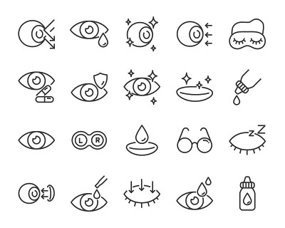 set of eye icons, such as eyedropper, sensitive, b