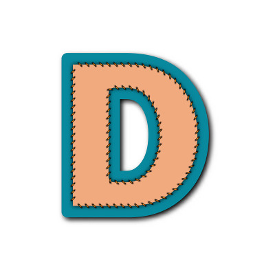 字母D字符在刺绣贴片概念矢量图形创意设计