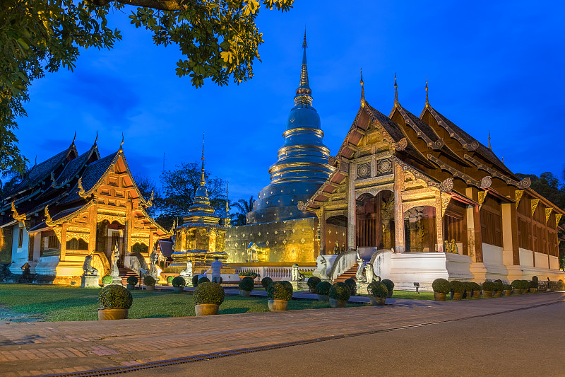 美丽的泰国兰那寺(Wat Phra Singh)在泰国北部清迈。