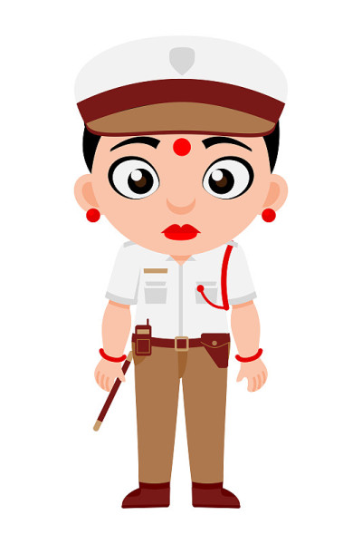 Indian, Lady, Traffic, Police, Inspector & Governm