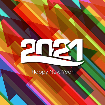 2021年新年快乐文本设计向量。