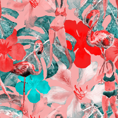 夏季模式与女孩。