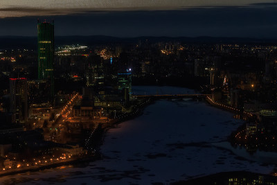 冬天，叶卡捷琳堡的夜景