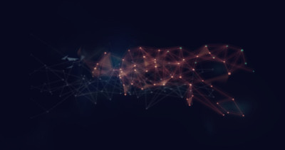 摘要丛红色几何图形网络通信背景与连线点