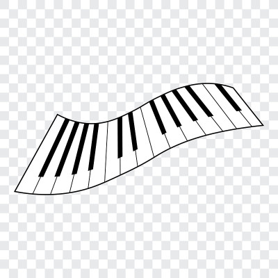 曲面钢琴键盘，音乐设计，矢量插图。