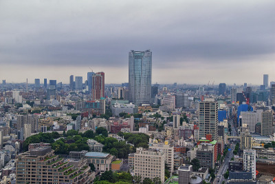 东京日本的天际线和摩天大楼，鸟瞰图，周围的新宿区。亚洲。