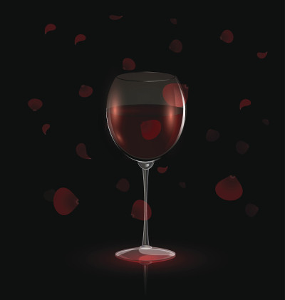 花瓣和红酒