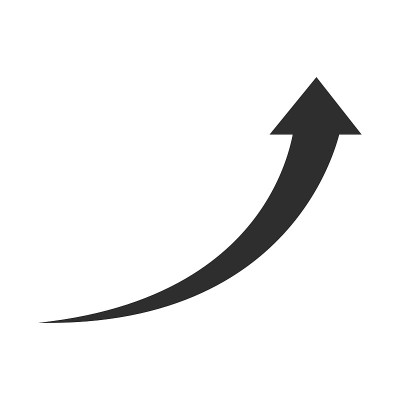 向上的箭头矢量图标。Ð¡urved箭头。方向标志孤立在白色背景上。