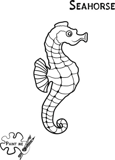 儿童彩色书。海洋生物。海马