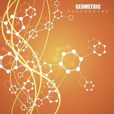 几何抽象背景与连接的线和点。科学的设计理念。矢量图