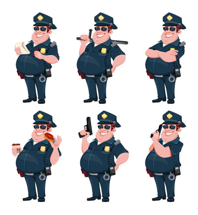警察。有趣的卡通人物