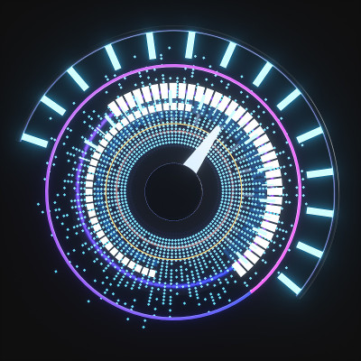 数字绘制的仪表板发光线，3d渲染。