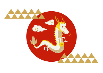 这是一张2024年龙年新年贺卡的插图。