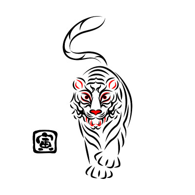 白虎白虎插画日本传统表演艺术歌舞伎舞台化妆熊田设计矢量白虎插画。日本传统表演艺术。歌舞伎舞台妆。Ku