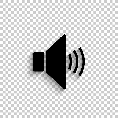 扬声器音量-黑色矢量图标与阴影