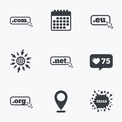 顶级域名的迹象。Com, Eu, Net和Org。