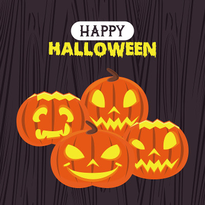 Happy halloween season card with cartoons