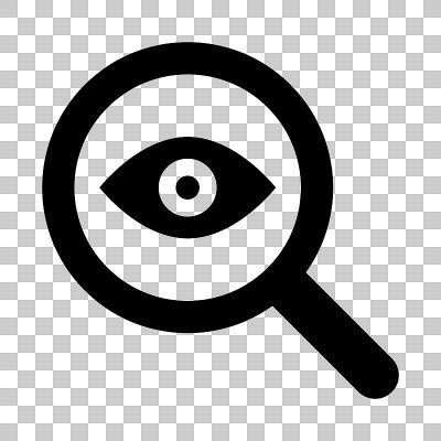 放大镜和眼睛图标。关于发现和搜索的矢量插图。