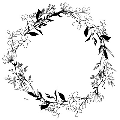 小花圈，线艺术，手绘矢量