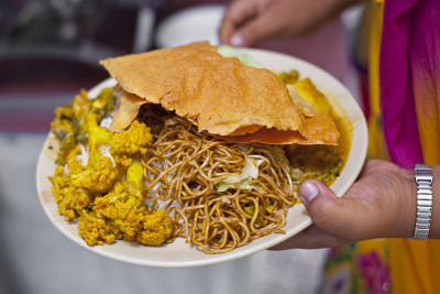 木豆Bhat。传统尼泊尔食物