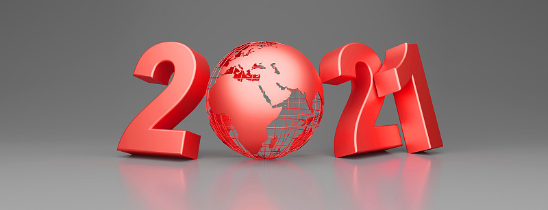 新年快乐。在2021年开始。三维演示