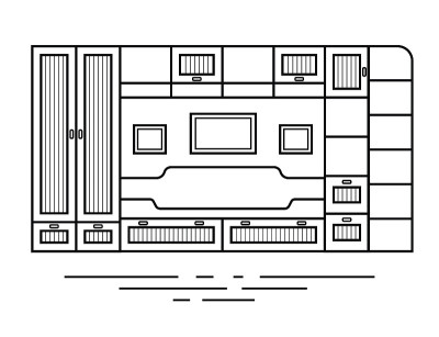 家具的一个轮廓矢量插图。的家具