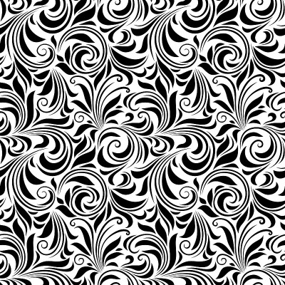 无缝黑白花图案。矢量插图。