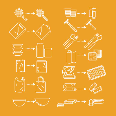 zero waste illustrated swaps linear icons