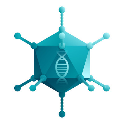 腺病毒3D图标-疫苗的人工病毒