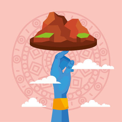 奎师那神举起了高山