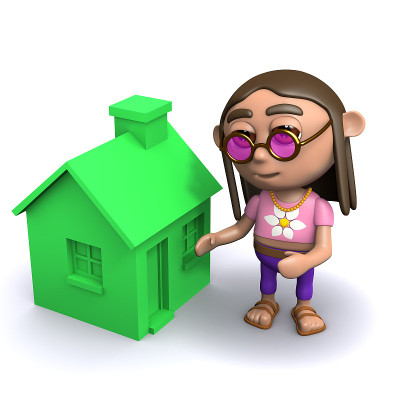 3d嬉皮士有一个绿色的房子