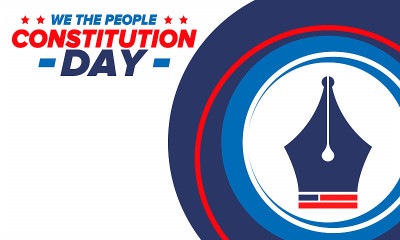 美国宪法日。节日，每年9月17日庆祝。国籍的一天。美国的一天。我们的人。爱国的美国元素。海报，卡片，