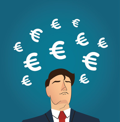 Businessman with Euro icon vector illustration