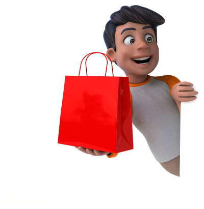 有趣的3D卡通亚洲青少年