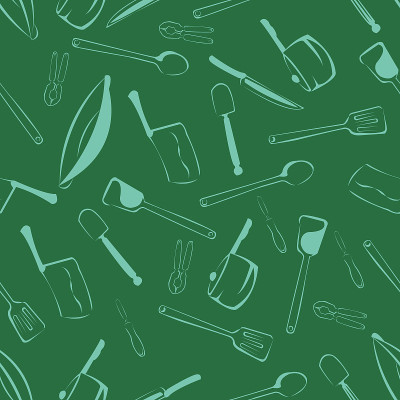 Seamless Kitchen Tools Pattern in Vector realistic