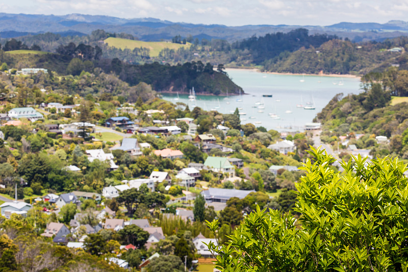 风景来自拉塞尔附近的Paihia，群岛湾，新西兰