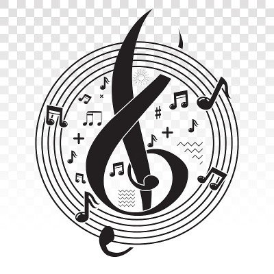 透明背景上的音阶符号或音符。