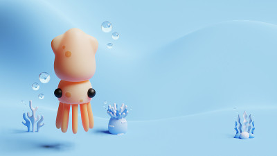 鱿鱼3D渲染图