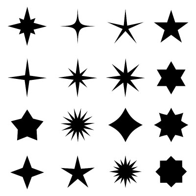 星图标集。矢量符号星孤立在白色背景。