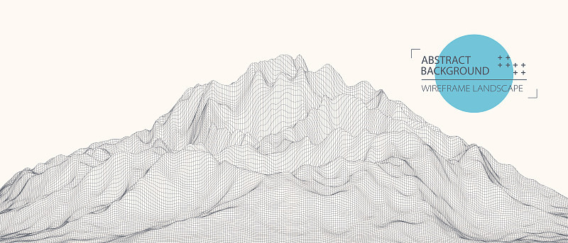 线框景观背景。未来的矢量插图。