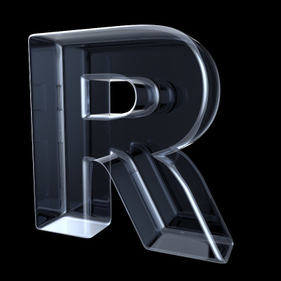 透明x射线字母r三维